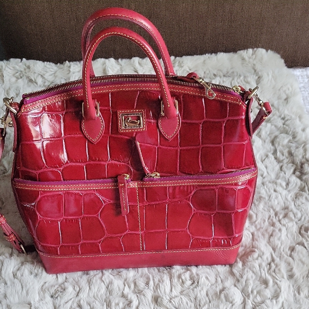 Dooney & Bourke Red Croc-Embossed Satchel